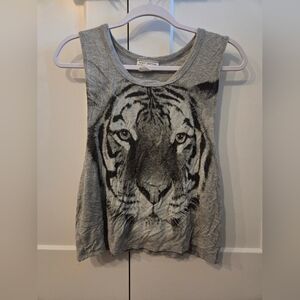 Body Central Gray Tiger Face Tank Top